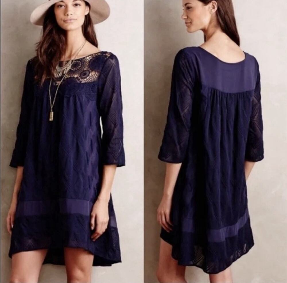 EUC Anthropologie Holding Horses Crochet Lace Dress Size Small